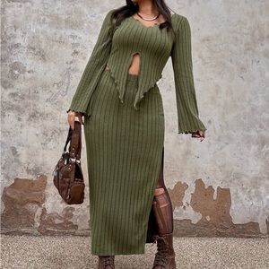 Long Sleeve Skirt Matching Set